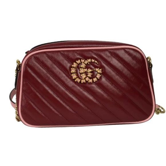 Gucci Women's Marmont Matelasse Leather GG Small Cross Body Bag Red Color DM - Picture 4 of 12